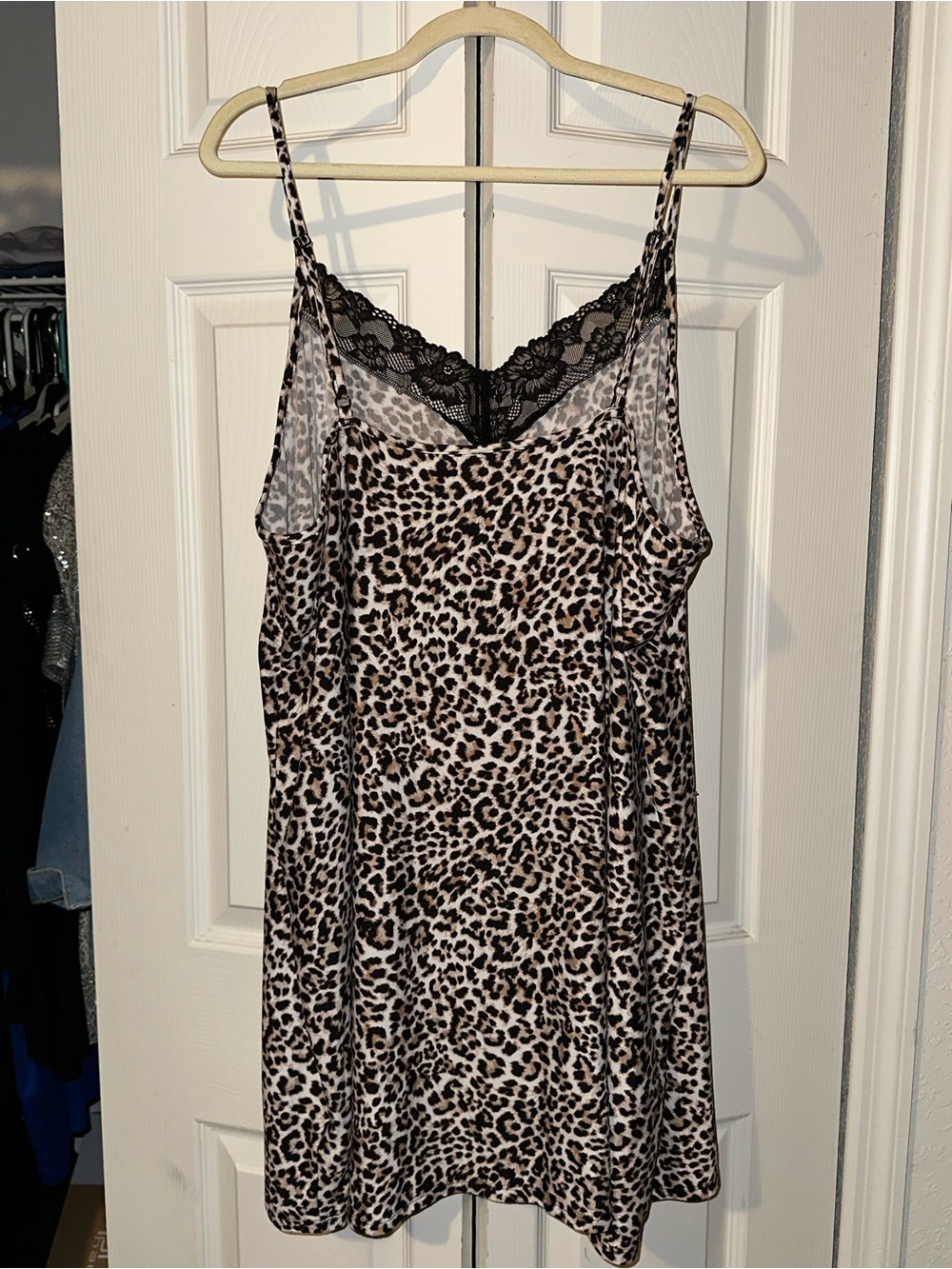 Leopard Print Lace-Trim Slip Dress - Black/Brown - Picture 4 of 7